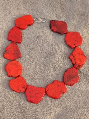 Red Chunked Coral Necklace